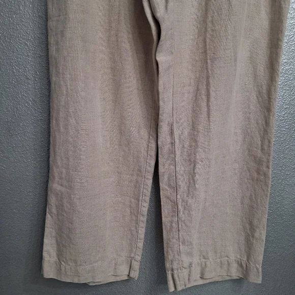 Tan 100% Linen Wide Leg Pants    Size 12 - Picture 3 of 7